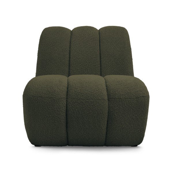 Fotoliu verde cu tapițerie din țesătură bouclé Janissaire – Bobochic Paris-image-3