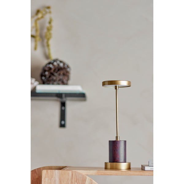 Veioză aurie LED cu intensitate reglabilă cu abajur din metal (înălțime 30 cm) Chico – Bloomingville-image-1