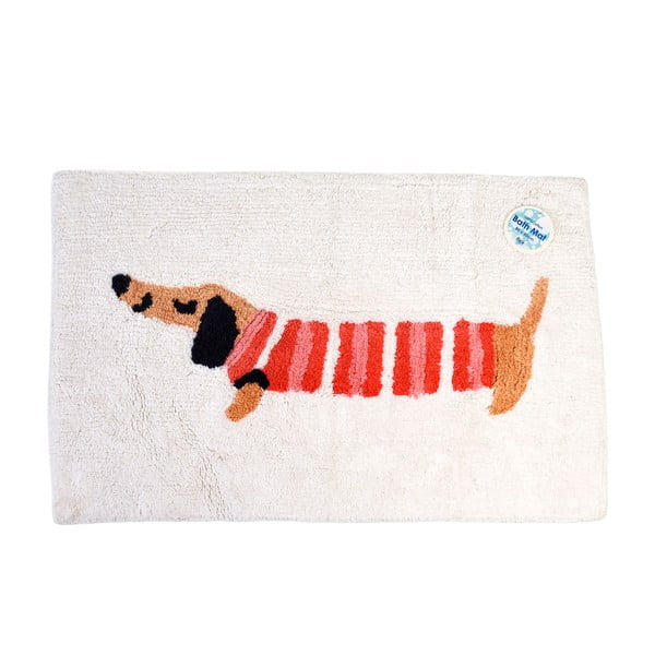 Covoraș de baie roșu/alb 52,5x83 cm Sausage Dog – Rex London