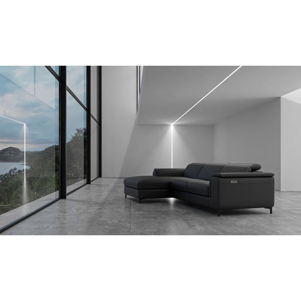 Colțar gri închis cu tapițerie din piele (colț pe  partea stângă ) Brito – MESONICA-image-1