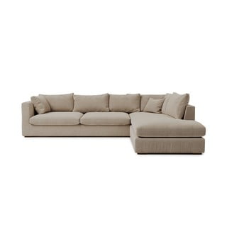 Colțar din catifea reiată crem (partea dreaptă) Comfy – Scandic