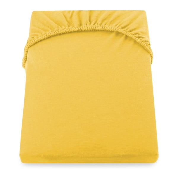 Cearșaf de pat cu elastic DecoKing Nephrite, 80–90 cm, galben