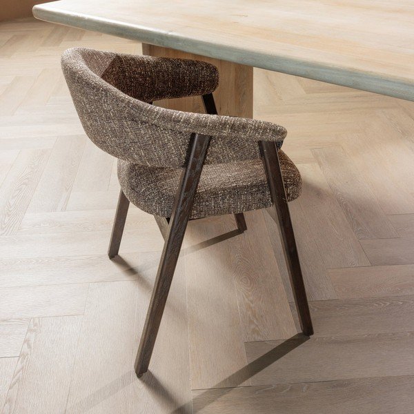 Scaun de dining maro cu cotiere tapițat Tunar – WOOOD-image-1