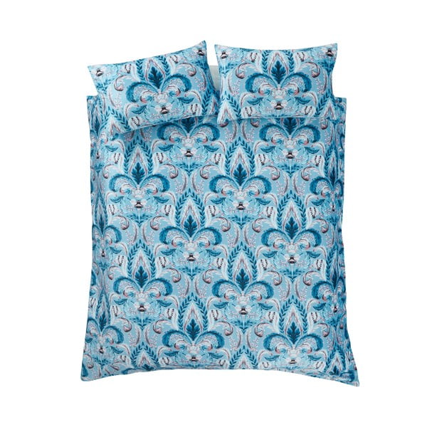 Lenjerie de pat albastră din damasc pentru pat dublu 200x200 cm Bridgeton – Catherine Lansfield