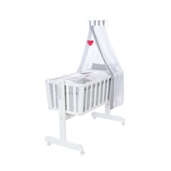 Pătuț leagăn  alb cu roți/cu baldachin 40x90 cm Adam & Eule – Roba