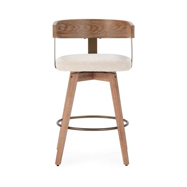 Scaune de bar crem/în culoare naturală cu cotiere 2 buc. tapițate Ilia – MOME-image-3