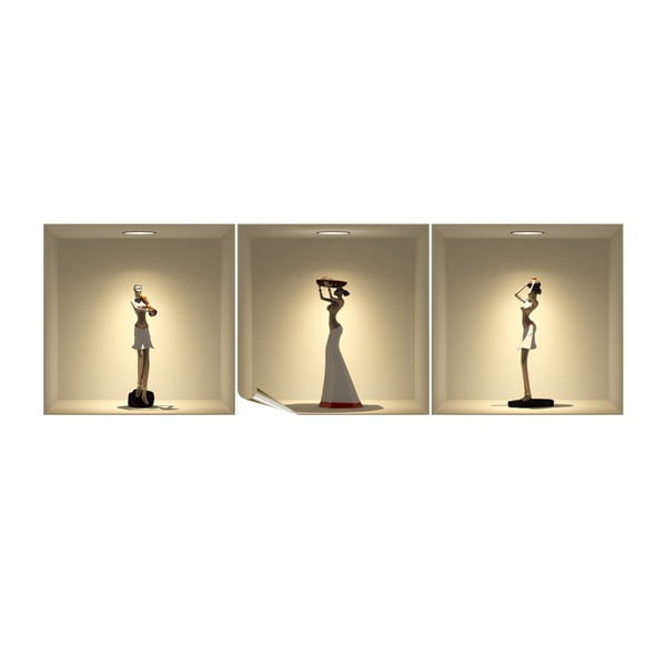 Set 3 autocolante 3D Ambiance African Statues-image-1