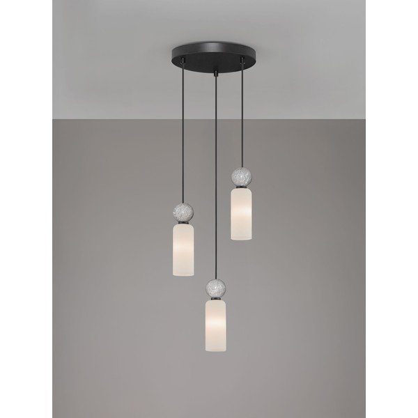 Lustră negru-mat din piatră cu abajur din sticlă ø 25 cm Filomena – Nova Luce-image-4