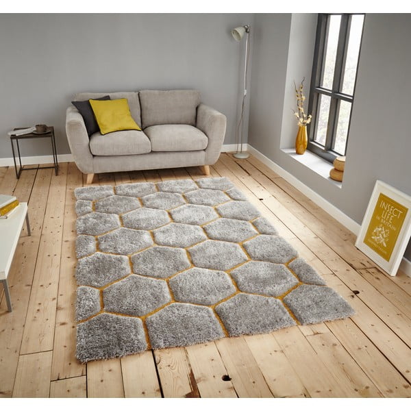 Covor Think Rugs Noble House, 150 x 230 cm, gri-galben-image-1
