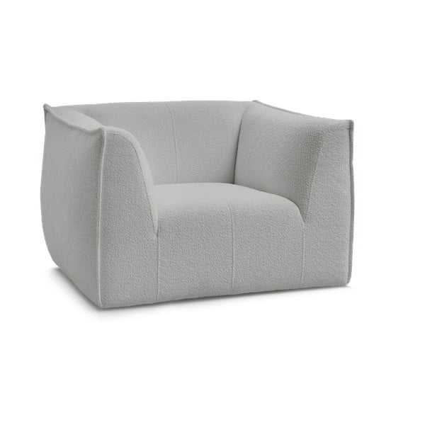 Fotoliu gri deschis cu tapițerie din țesătură bouclé Giorgia – Bobochic Paris