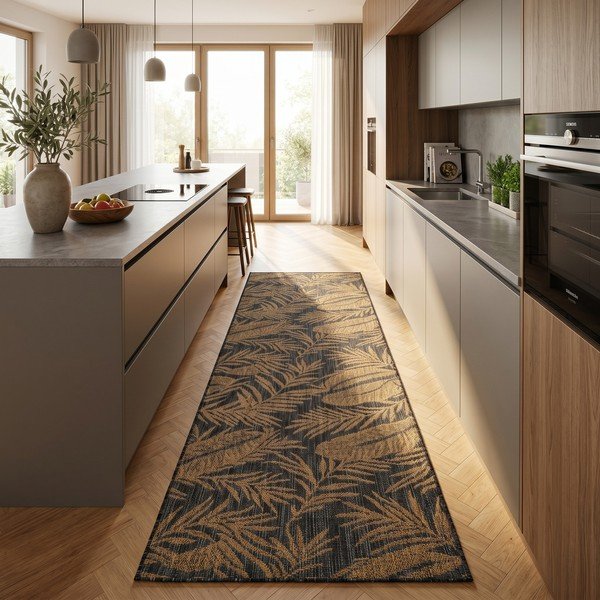 Covor tip traversă pentru interior și exterior negru/maro 80x250 cm Mira 1451 – Ayyildiz Carpets-image-1