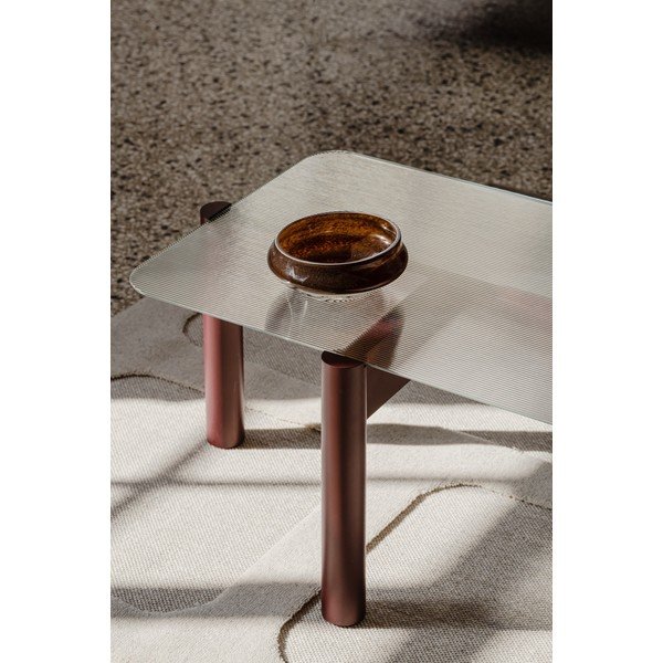 Măsuță de cafea burgundy cu blat din sticlă 55x105 cm Kob – noo.ma-image-3