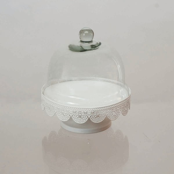 Tavă din metal cu capac din sticlă Dino Bianchi, ⌀ 20,5 cm, alb