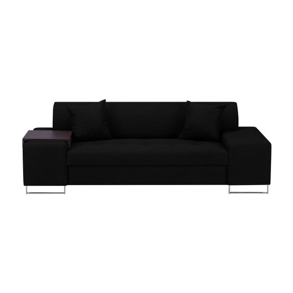 Canapea cu picioarele de culoare argintiu Cosmopolitan Orlando, negru, 220 cm
