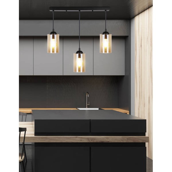Lustră neagră cu abajur din sticlă 10x55 cm Bistro – Candellux Lighting-image-1
