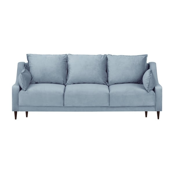 Canapea extensibilă cu 3 locuri și spațiu de depozitare Mazzini Sofas Freesia, albastru deschis, 215 cm
