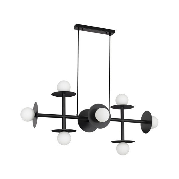 Lustră albă/neagră din metal cu abajur din sticlă Pielo – Nova Luce