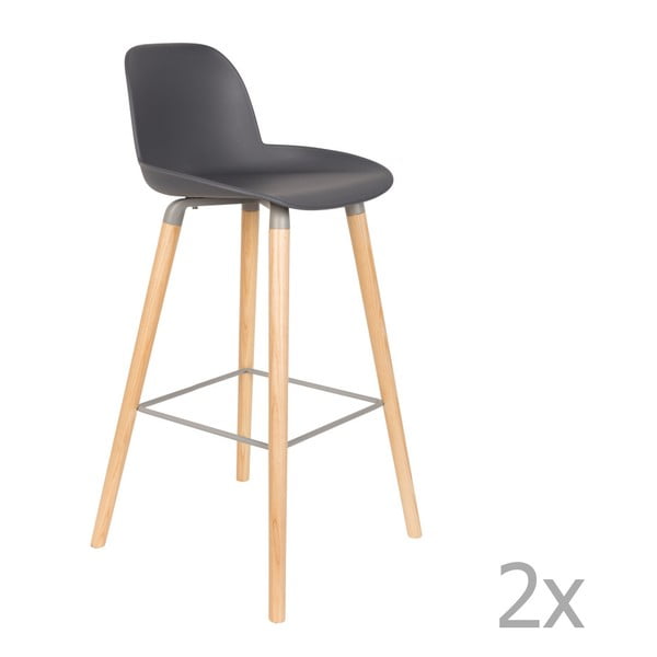 Set 2 scaune bar Zuiver Albert Kuip, înălțime scaun 75 cm, gri închis
