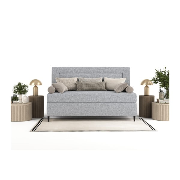 Pat gri tapițat 80x200 cm Alba – Maison de Rêve-image-4