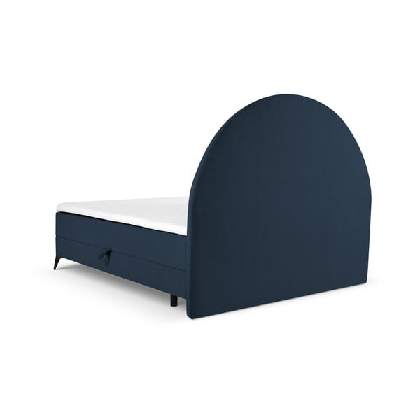 Pat boxspring 160x200 cm albastru închis cu spațiu de depozitare Sunrise – Cosmopolitan Design-image-3