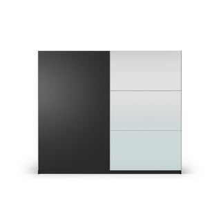 Dulap negru cu oglindă și uși glisante 250x215 cm Lisburn - Cosmopolitan Design