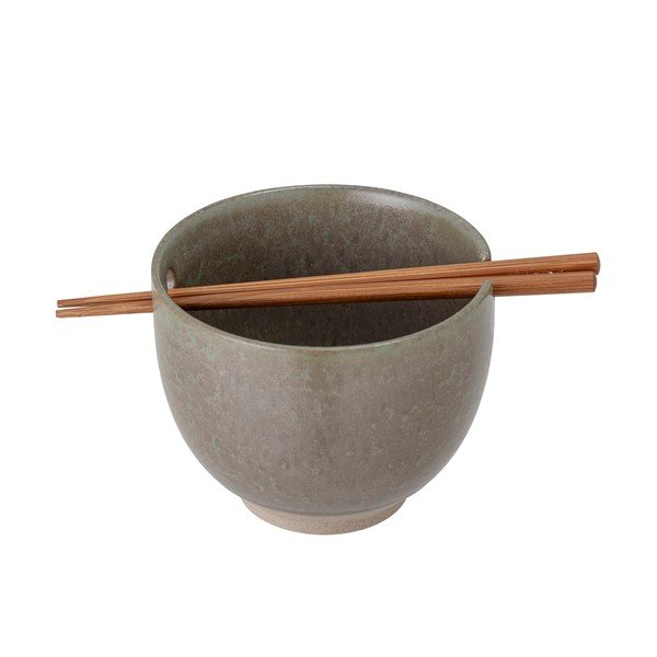 Bol din gresie ceramică și bețișoare Bloomingville Masami, ø 13 cm, gri-image-2