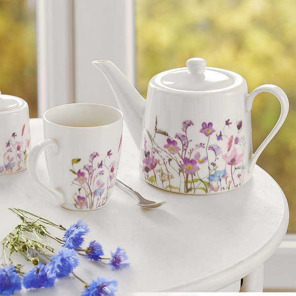 Ceainic alb-mov din porțelan 1 l Louka – Orion-image-1