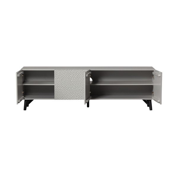 Comodă TV gri deschis din lemn de mango 185x56x46 cm Carved – WOOOD-image-3