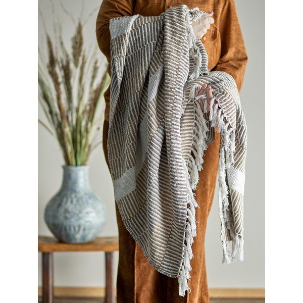 Pătură în culoare naturală din bumbac reciclat 130x160 cm Isnel – Bloomingville-image-3