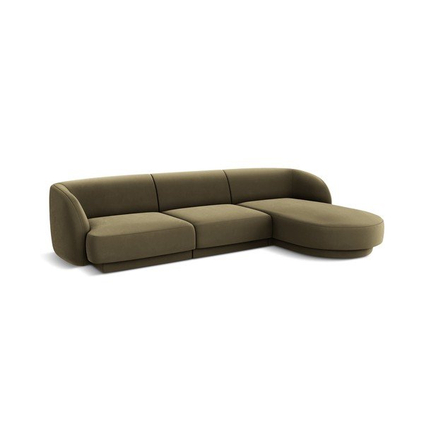 Colțar verde cu tapițerie din catifea (colț pe partea dreaptă) Miley  – Micadoni Home-image-2