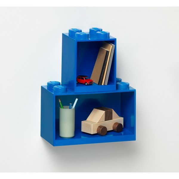 Set 2 rafturi de perete pentru copii LEGO® Brick, albastru-image-1
