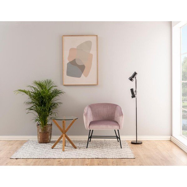 Scaun tapițat cu husă din catifea Actona Ramsey, roz pudră-image-1