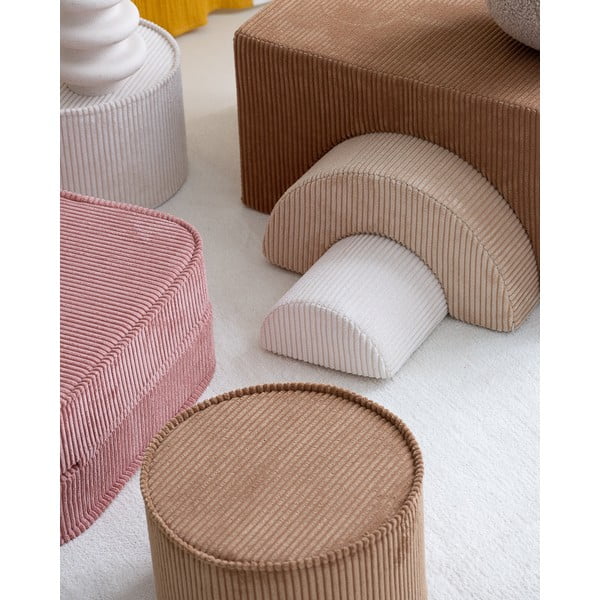 Puf de copii maro cu tapițerie din catifea reiată – Wigiwama-image-2