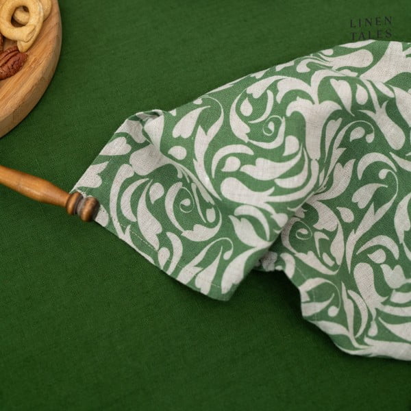 Prosop de vase din in 45x65 cm Evergreen Damask – Linen Tales-image-1