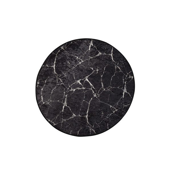 Covoraș de baie negru ø 100 cm Marble – Foutastic