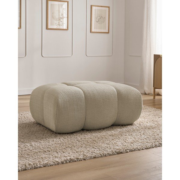 Taburet bej cu tapițerie din chenille Ivane – Bobochic Paris-image-1