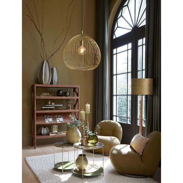 Fotoliu verde cu tapițerie din stofă bouclé Gumaca – Light & Living-image-4