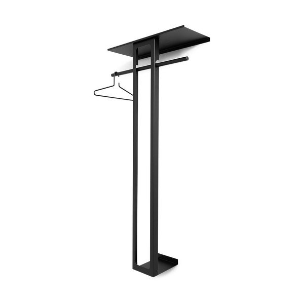 Cuier de perete negru cu raft din oțel 70 cm Luno Large – Spinder Design-image-3