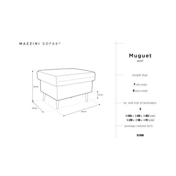 Puf Mazzini Sofas Muguet, 60 x 45 cm, gri închis-image-4