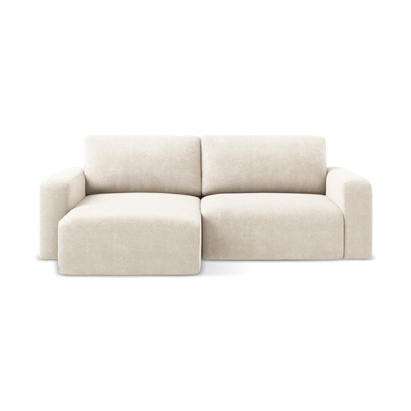 Colțar crem extensibil/cu spațiu de depozitare cu tapițerie din chenille (cu colț pe partea stângă/cu șezlong) Kona – Makamii