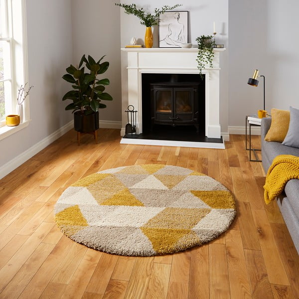 Covor Think Rugs Royal Nomadic Triangle, ø 160 cm, galben-image-1