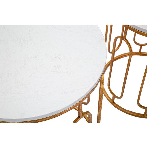 Măsuțe auxiliare 2 buc. rotunde cu blat cu aspect de marmură ø 46 cm Tory – Mauro Ferretti-image-4