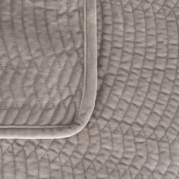 Cuvertură gri matlasată din catifea 230x260 cm – Ixia-image-1