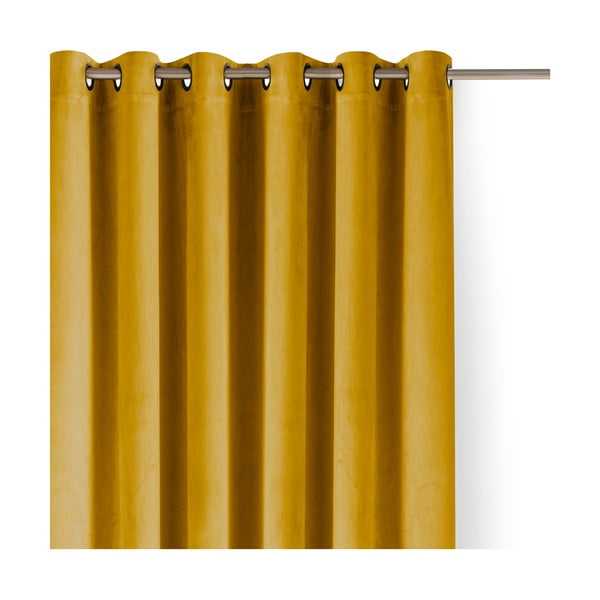Draperie galben-muștar dimout (semi-opacă) din catifea 140x300 cm Velto – Filumi
