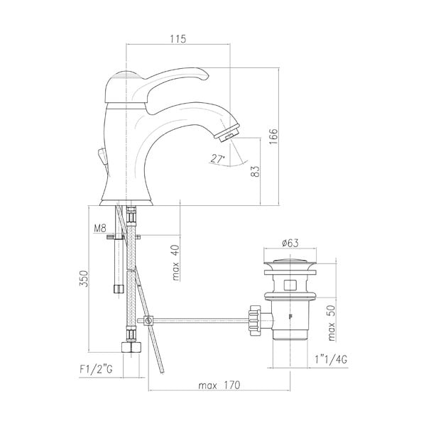 Baterie în culoarea bronzului pentru chiuvetă înaltă Kirké – Sapho-image-3