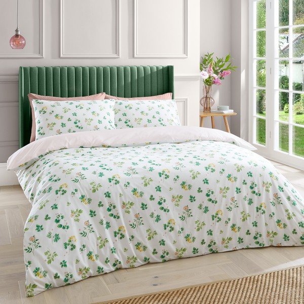 Lenjerie de pat roz din bumbac pentru pat de o persoană 135x200 cm Cottage Meadow – RHS-image-1