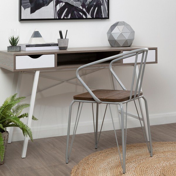 Scaun de dining gri/în culoare naturală închisă din lemn de ulm District – Premier Housewares-image-4