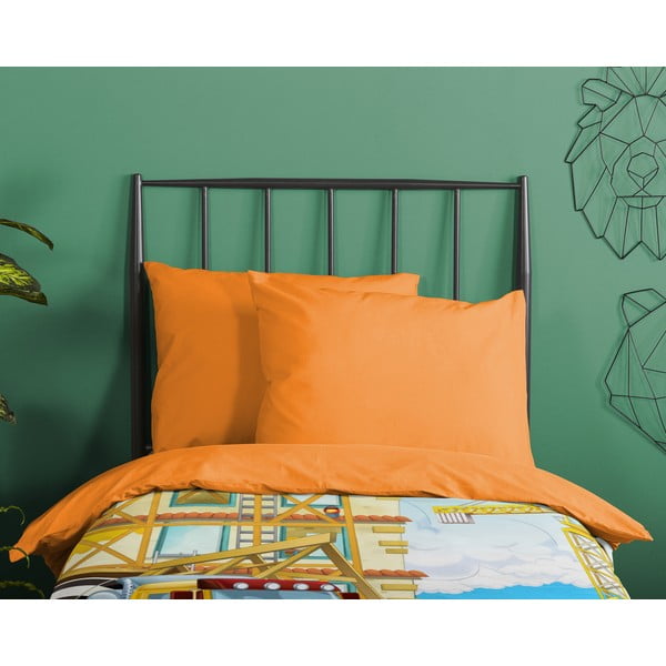 Lenjerie de pat pentru copii portocalie din bumbac pentru pat de o persoană 140x200 cm Building – Good Morning-image-2