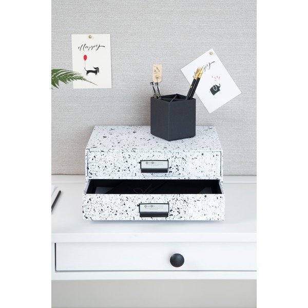 Cutie cu 2 sertare Bigso Box of Sweden Birger, negru-alb-image-1