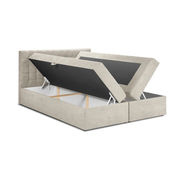 Pat boxspring 160x200 cm bej cu spațiu de depozitare Jade – Mazzini Beds-image-3